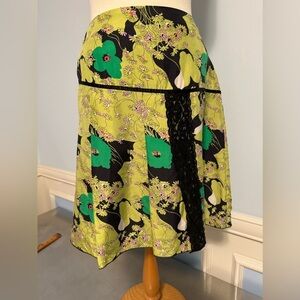 Tristan & Iseut - vintage silk pleated bright floral mini skirt